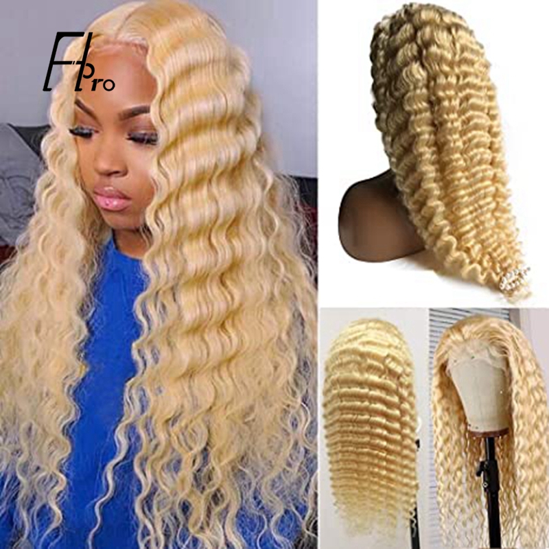 High Density 613# Blonde Full Lace Wig Deep Wave Baby Hair